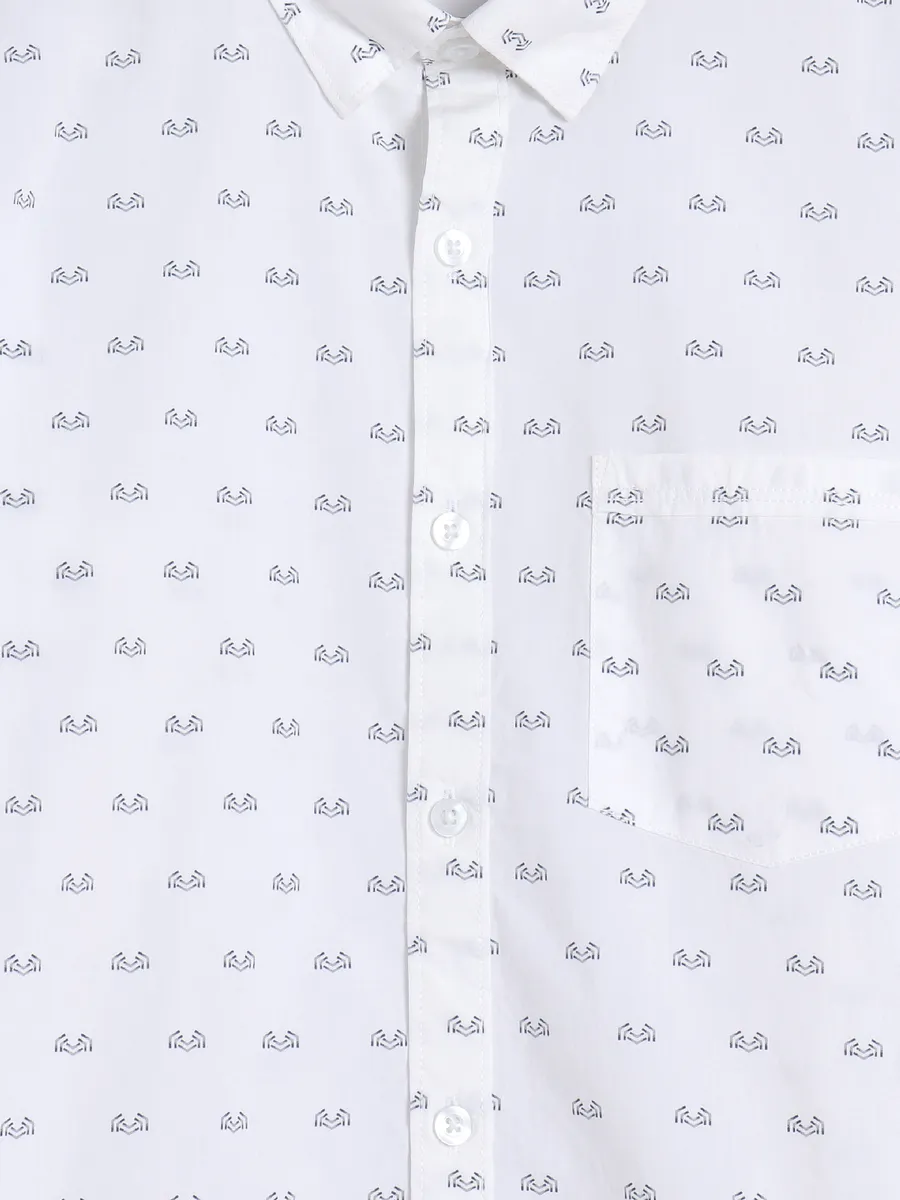 Spykar white printed casual shirt