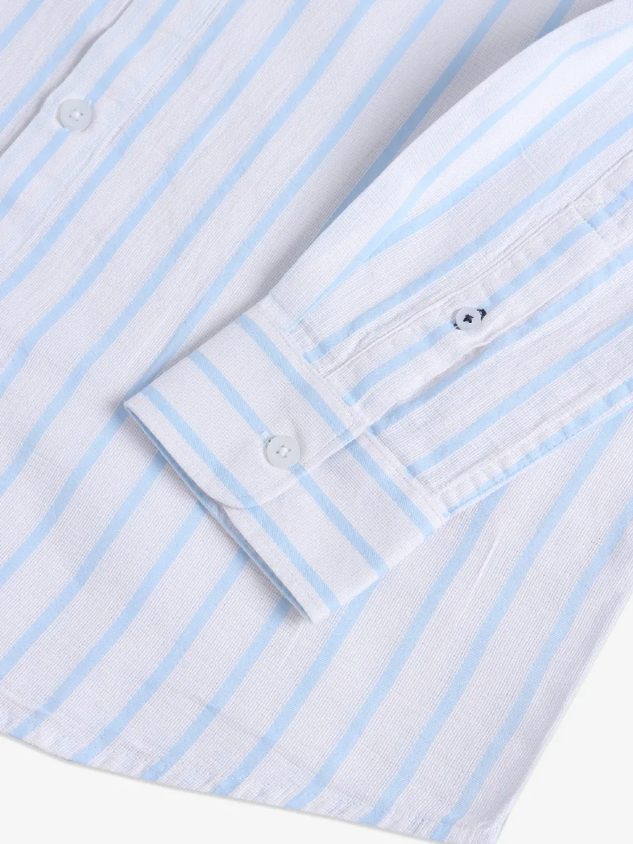 Spykar white stripe cotton shirt