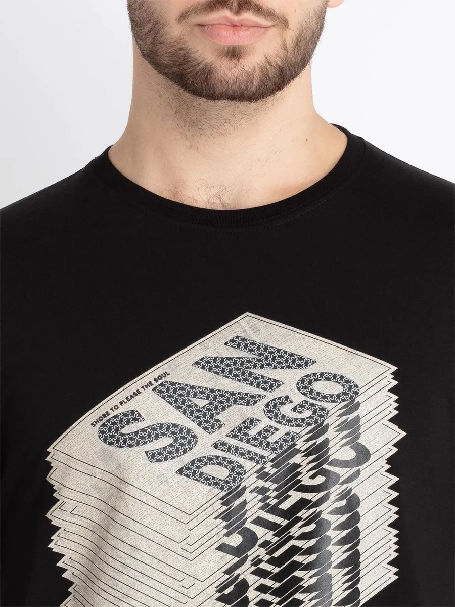 STATUS QUO cotton black printed t-shirt