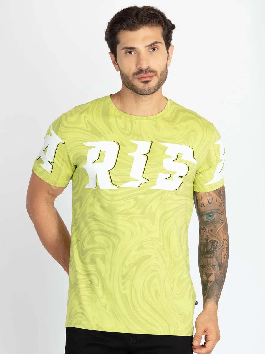 STATUS QUO light green printed cotton t-shirt