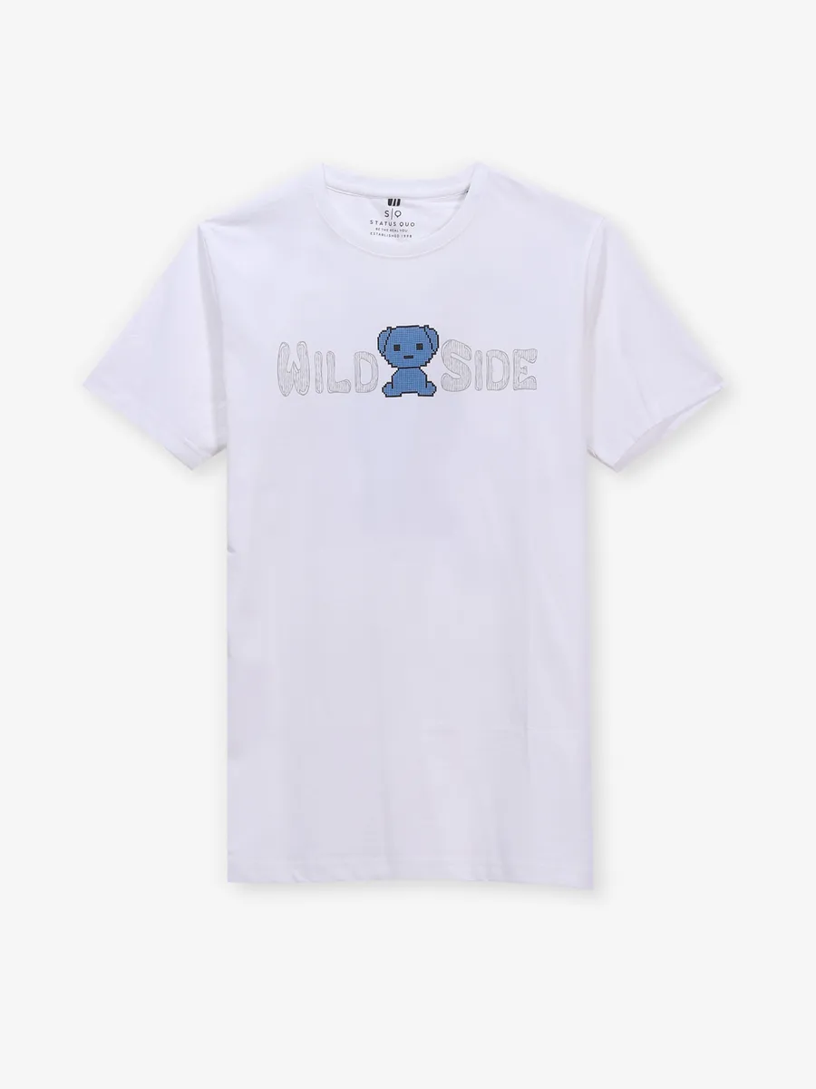 STATUS QUO men's white slim fit t-shirt in cotton