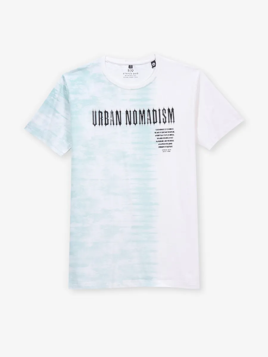 STATUS QUO off white cotton t-shirt with green shade