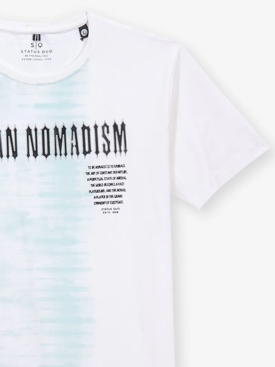 STATUS QUO off white cotton t-shirt with green shade
