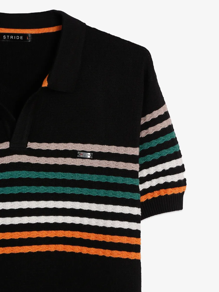 Stride black cotton stripe t-shirt