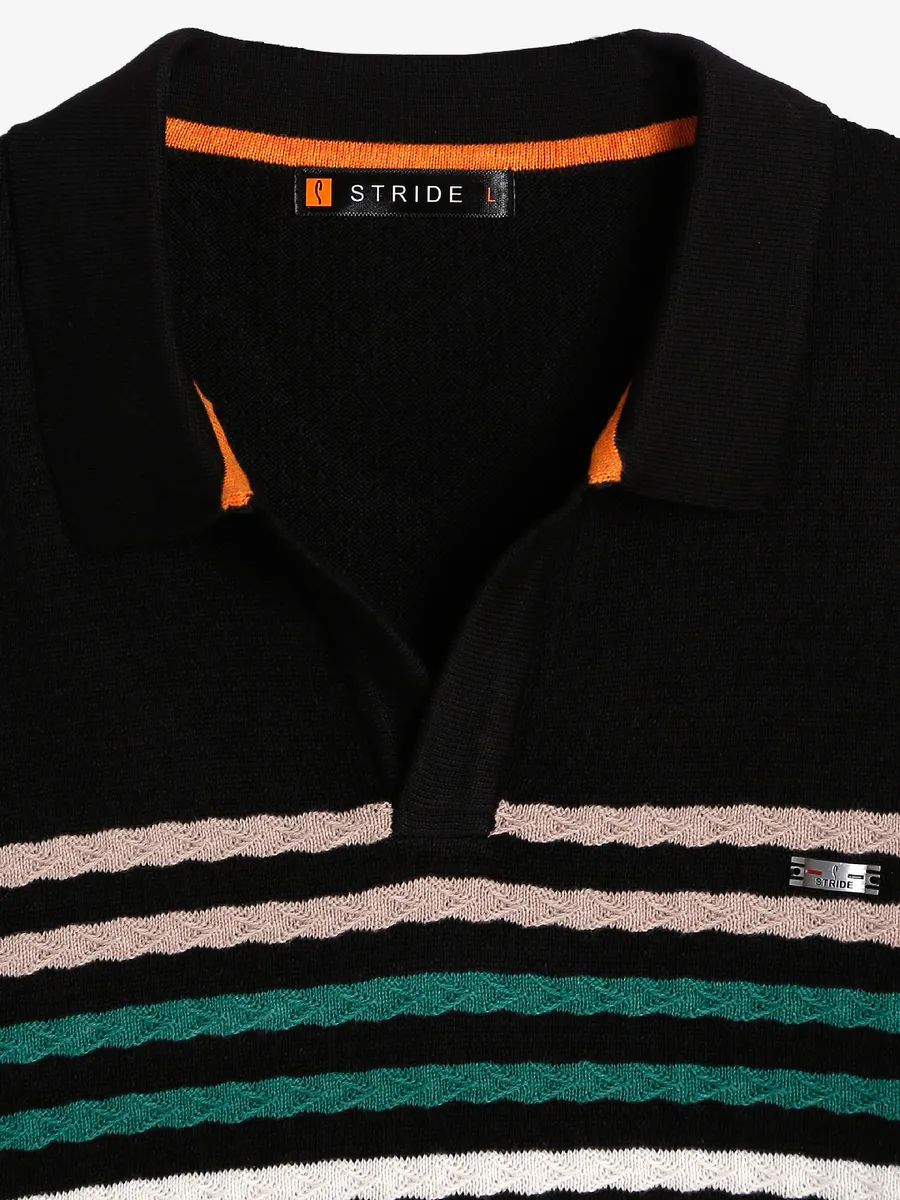 Stride black cotton stripe t-shirt