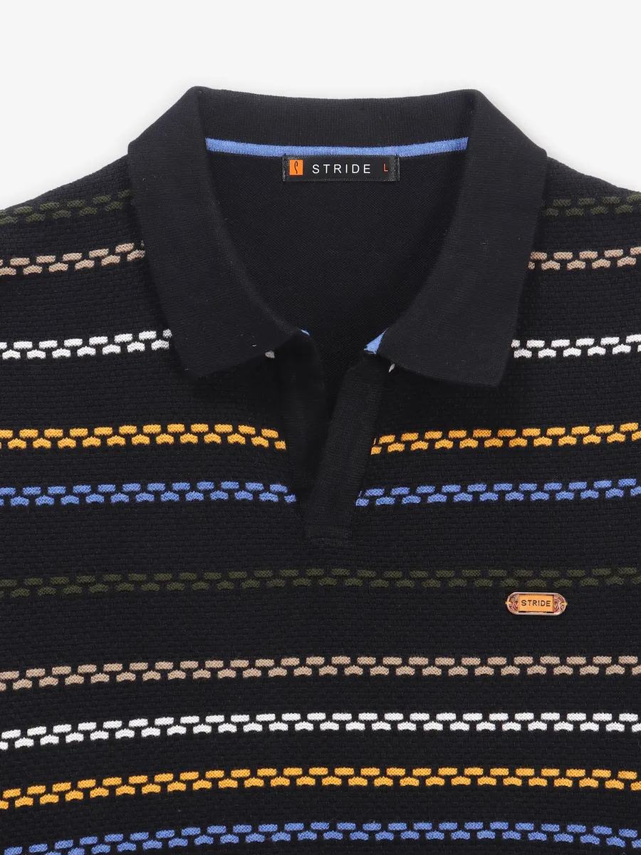 STRIDE black stripe t-shirt in cotton