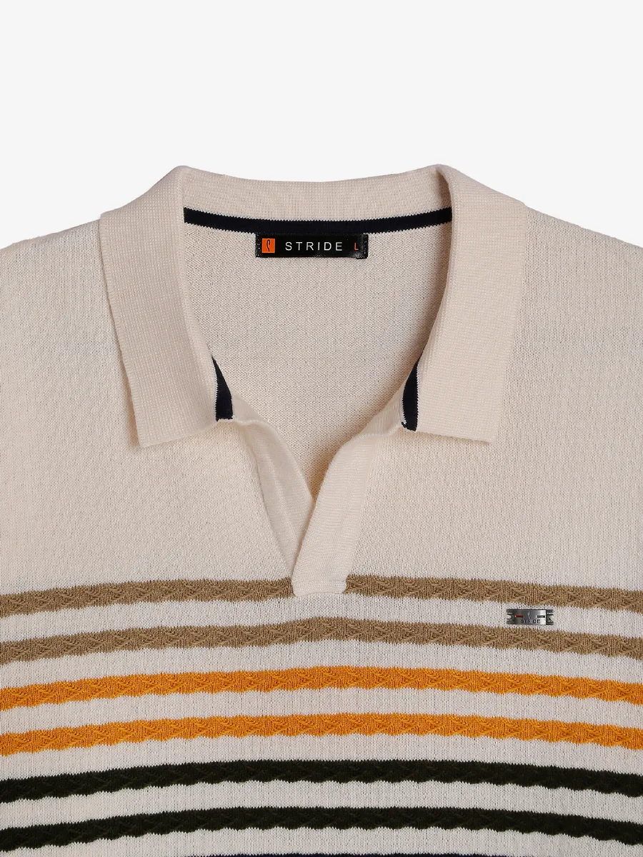 Stride cream stripe cotton t-shirt