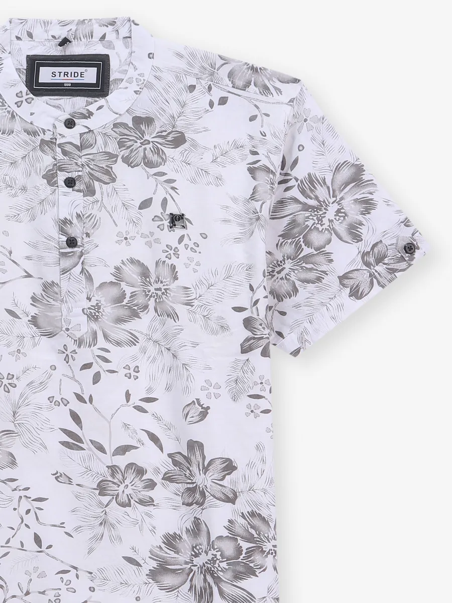 STRIDE grey cotton printed t-shirt