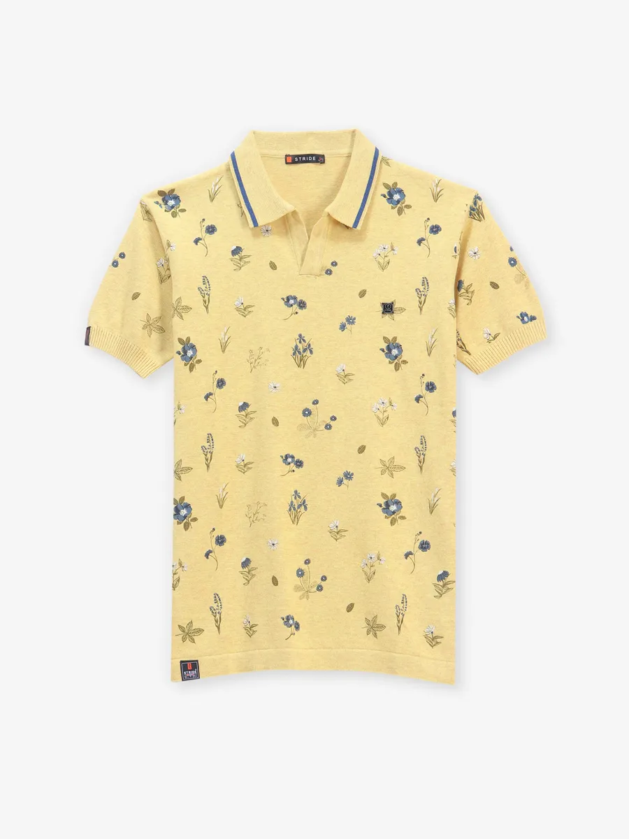 STRIDE mustard yellow printed t-shirt
