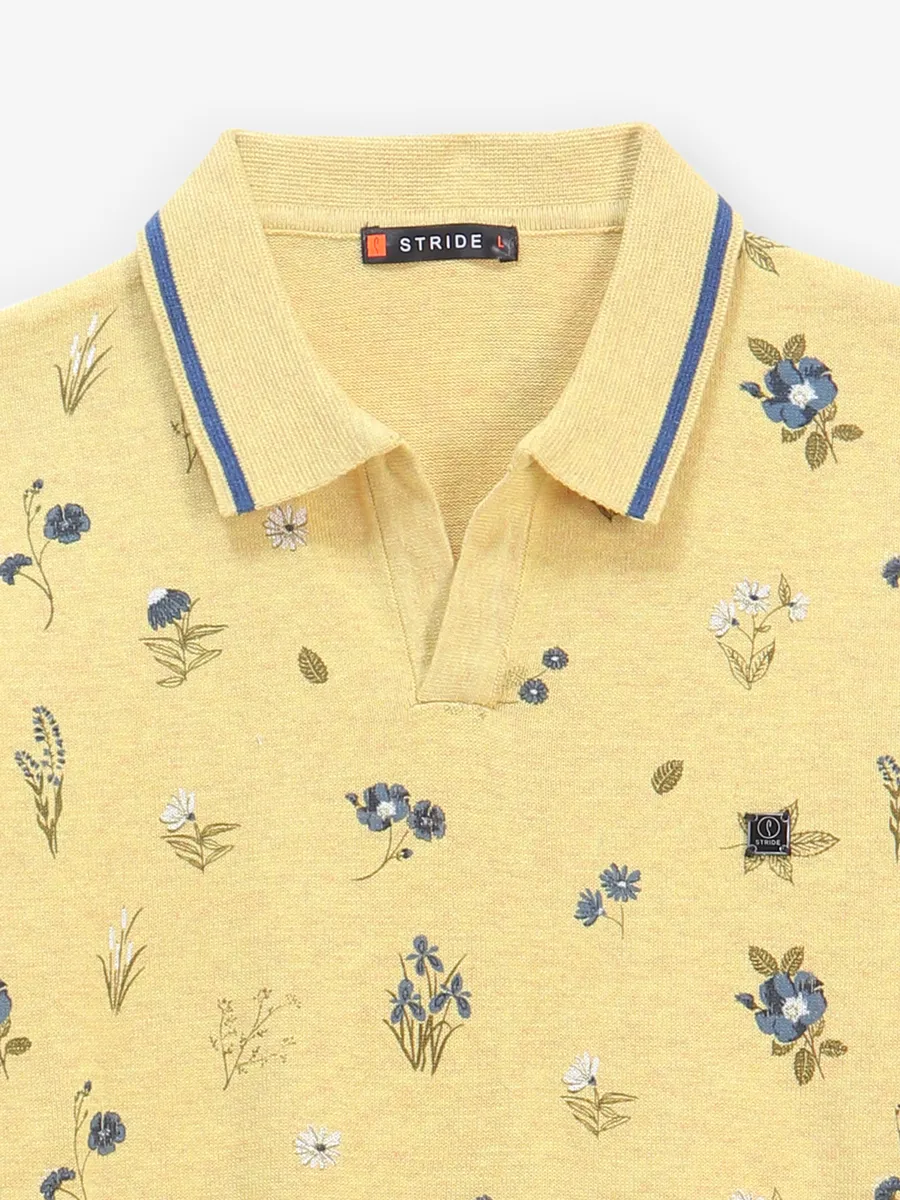 STRIDE mustard yellow printed t-shirt