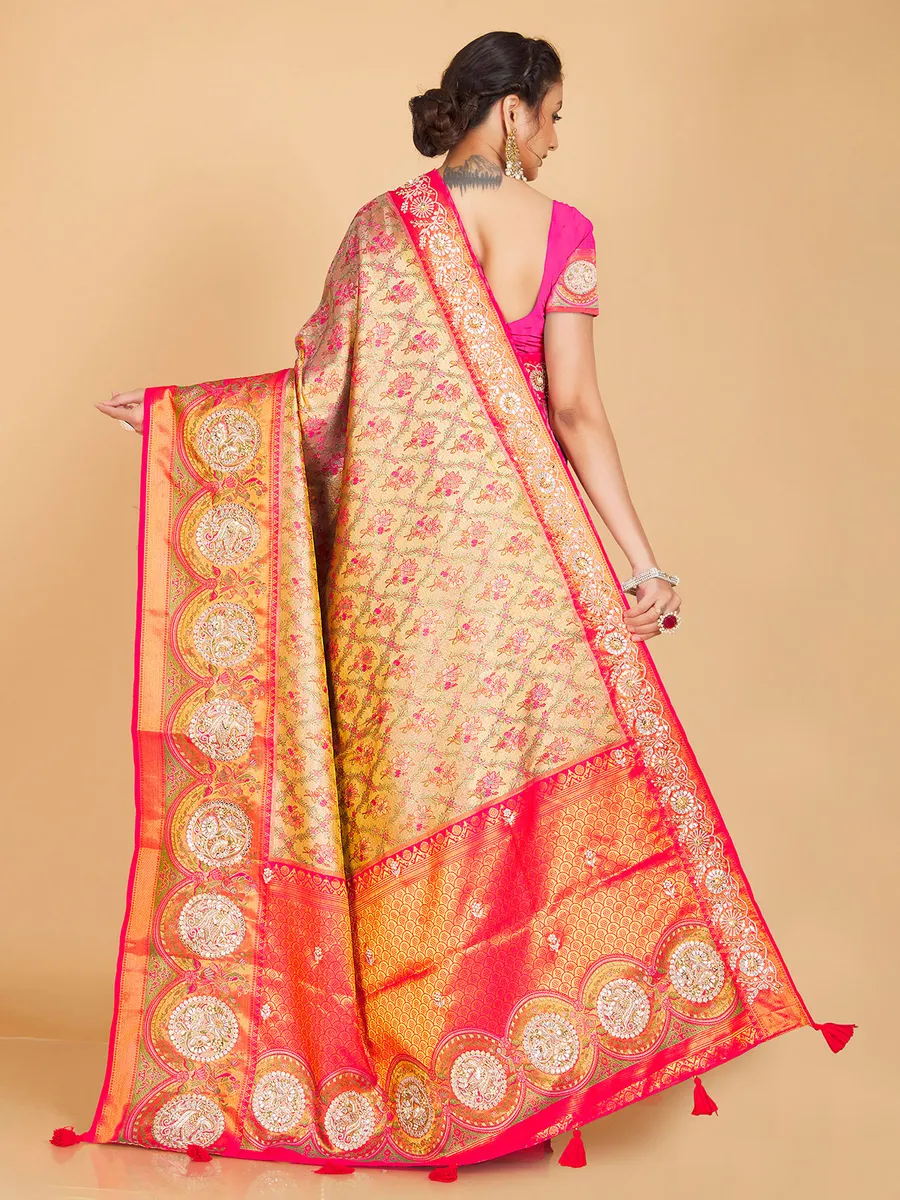 Stunning beige silk saree