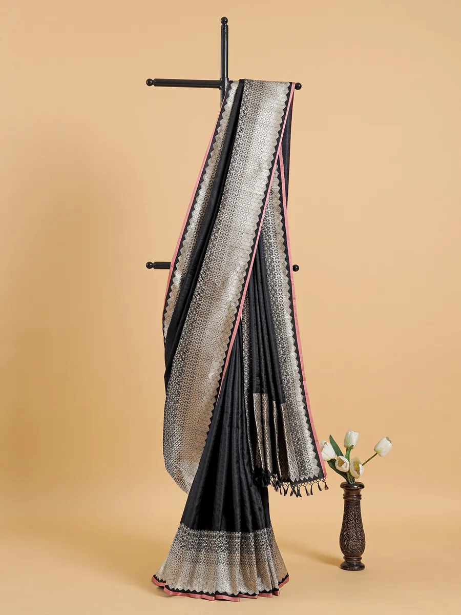 Stunning black banarasi silk saree