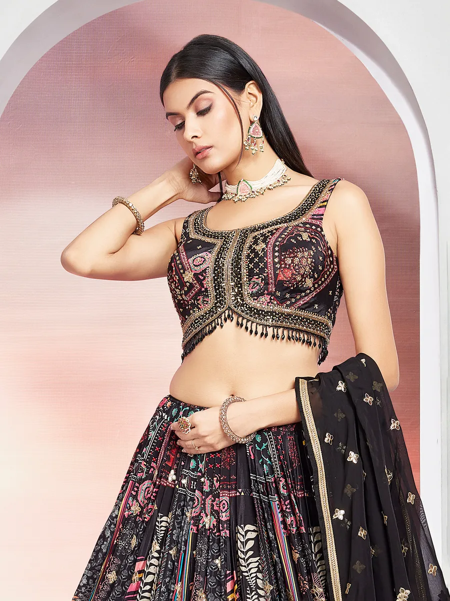 Stunning black printed lehenga choli