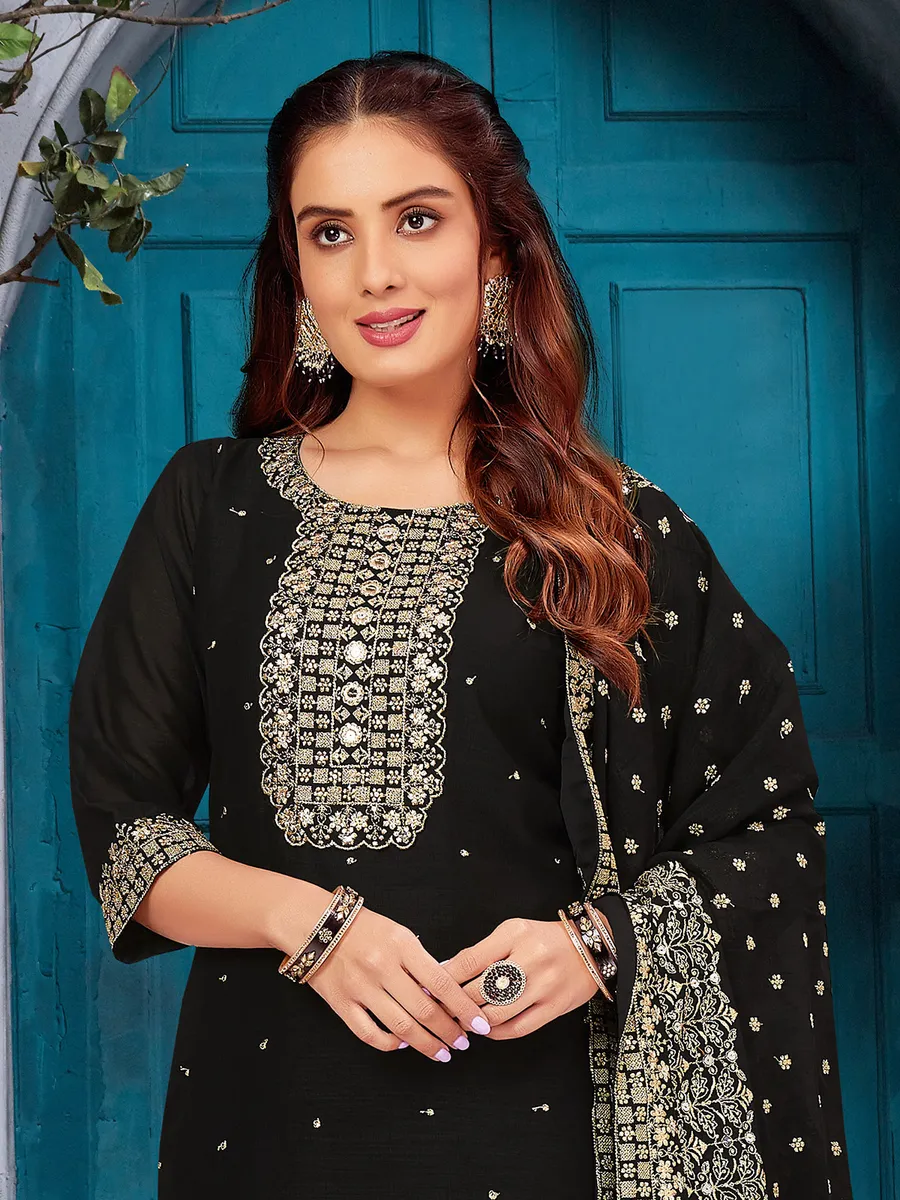 Stunning black silk salwar suit