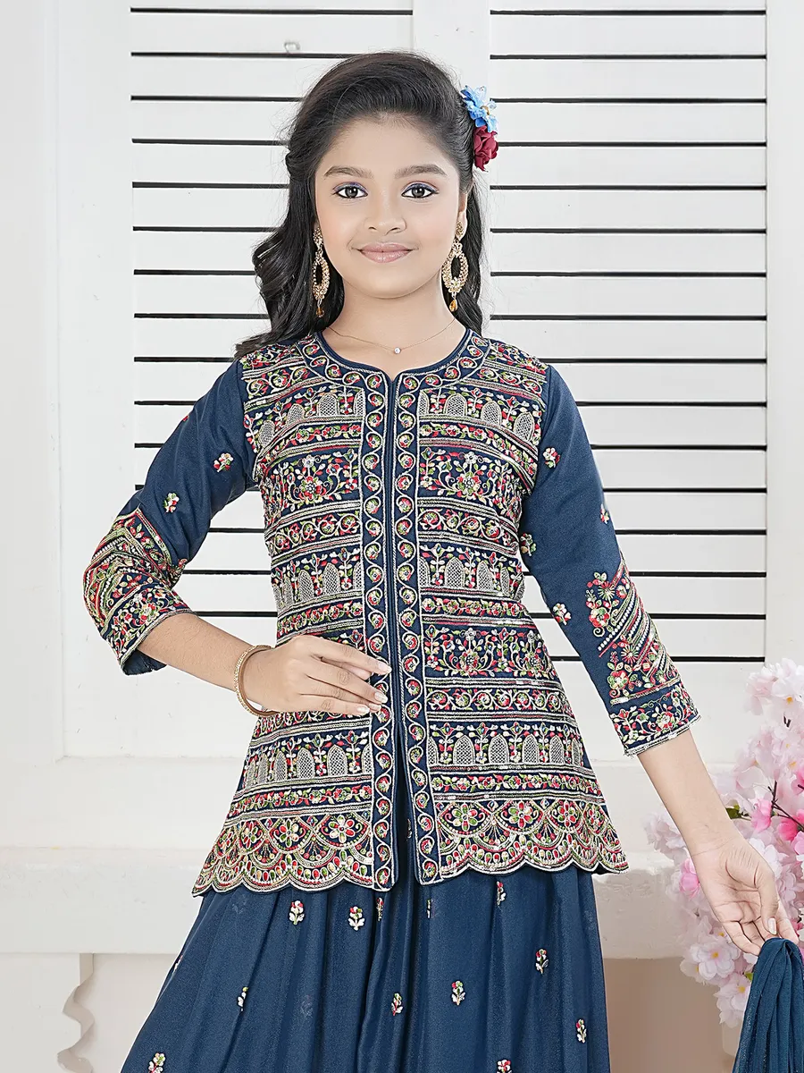 Stunning blue embroidery palazzo salwar suit