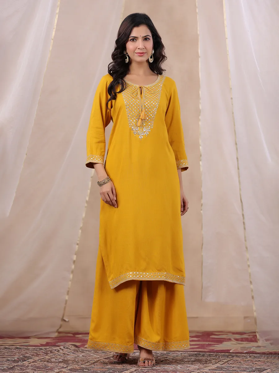 Stunning bright yellow cotton palazzo set