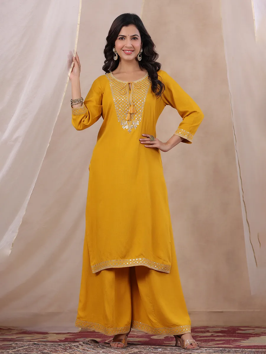 Stunning bright yellow cotton palazzo set