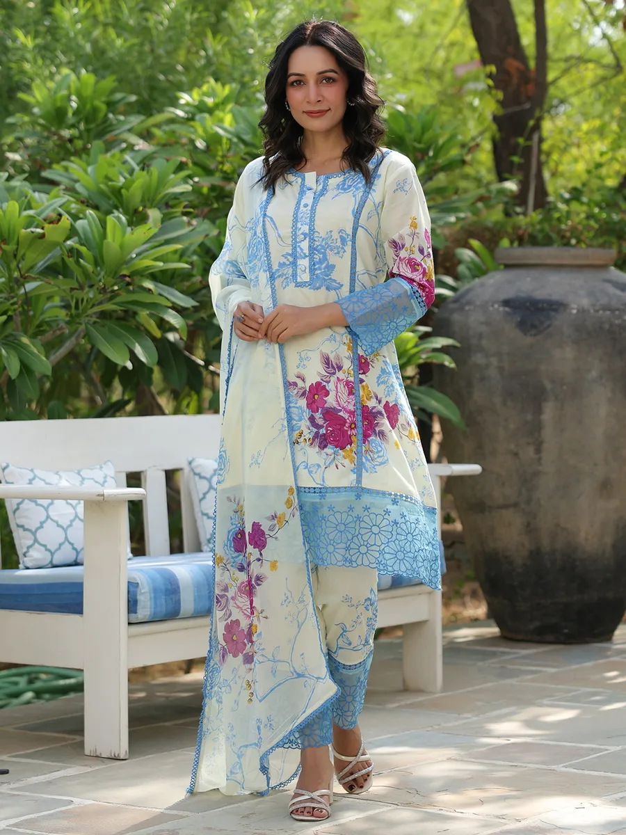 Stunning cream kurti set in silk