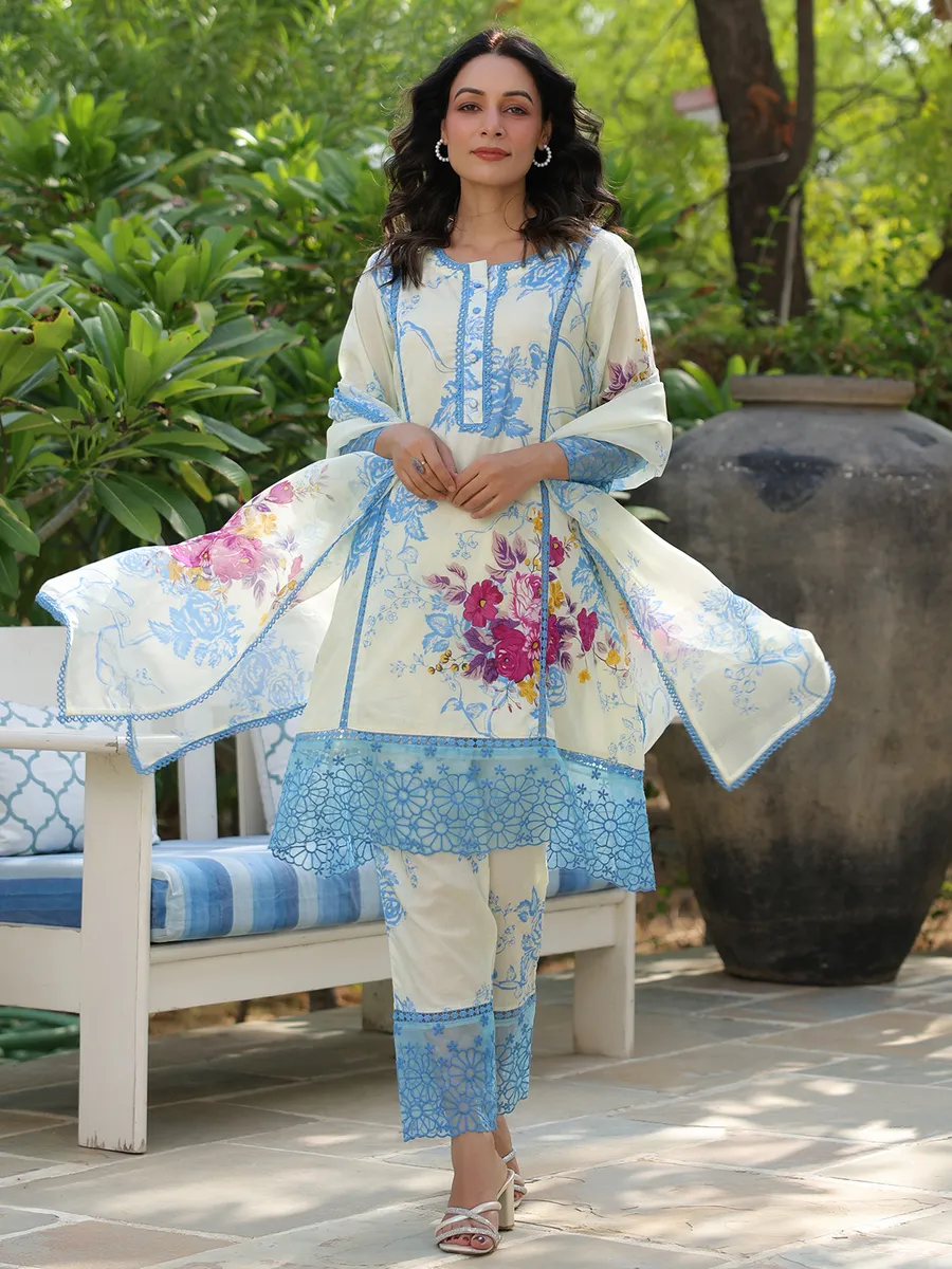 Stunning cream kurti set in silk