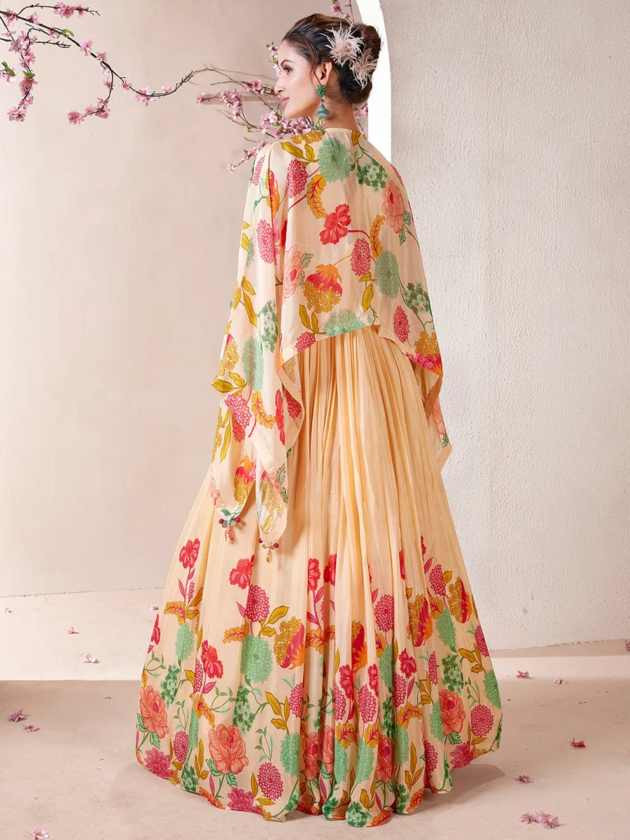 Stunning cream silk anarkali salwar suit
