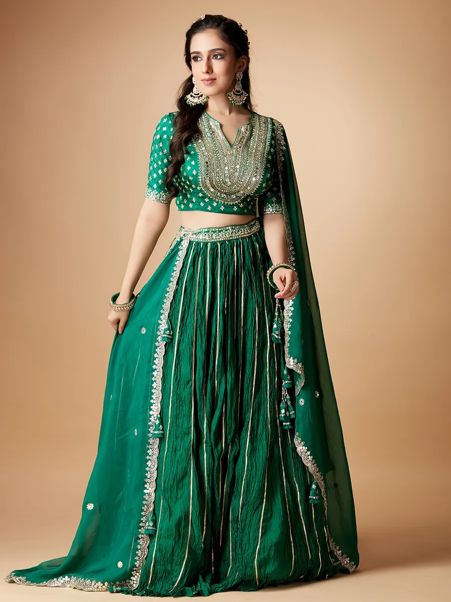 Stunning dark green lehenga choli for wedding