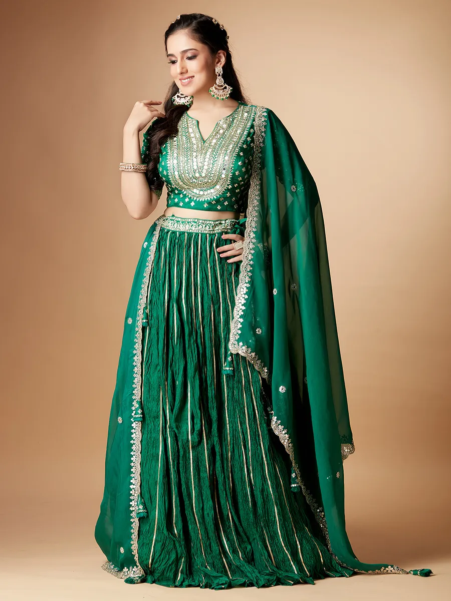 Stunning dark green lehenga choli for wedding