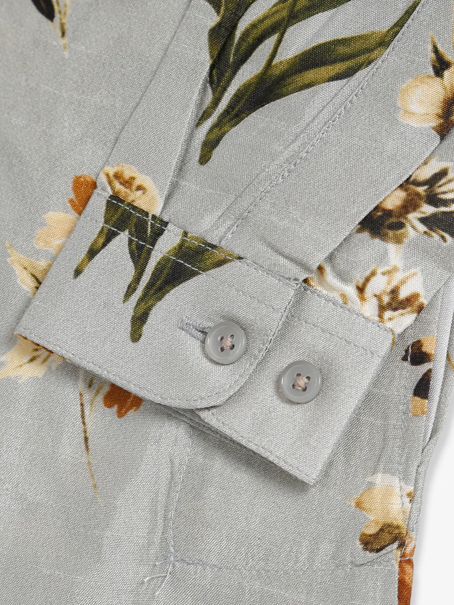 Stunning floral printed grey kurta suit