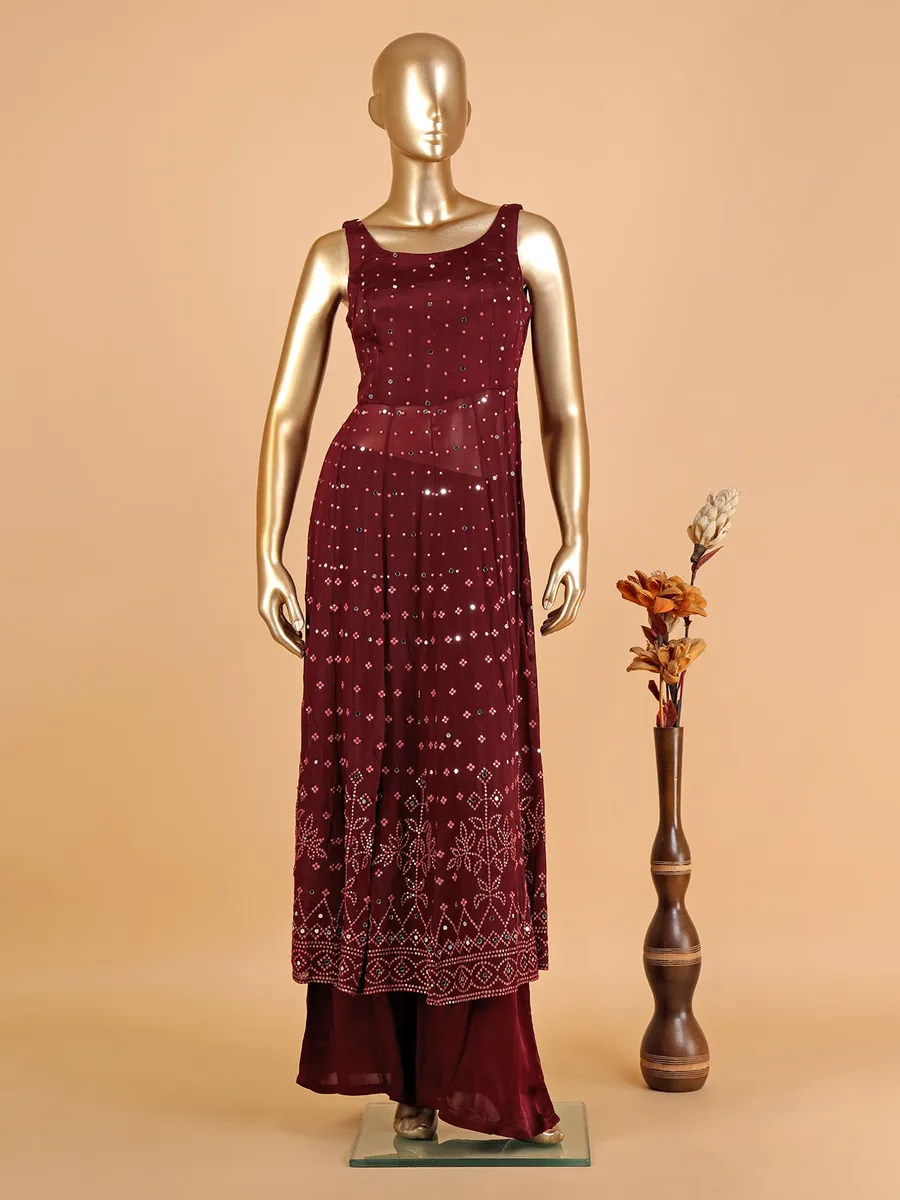 Stunning georgette maroon palazzo suit