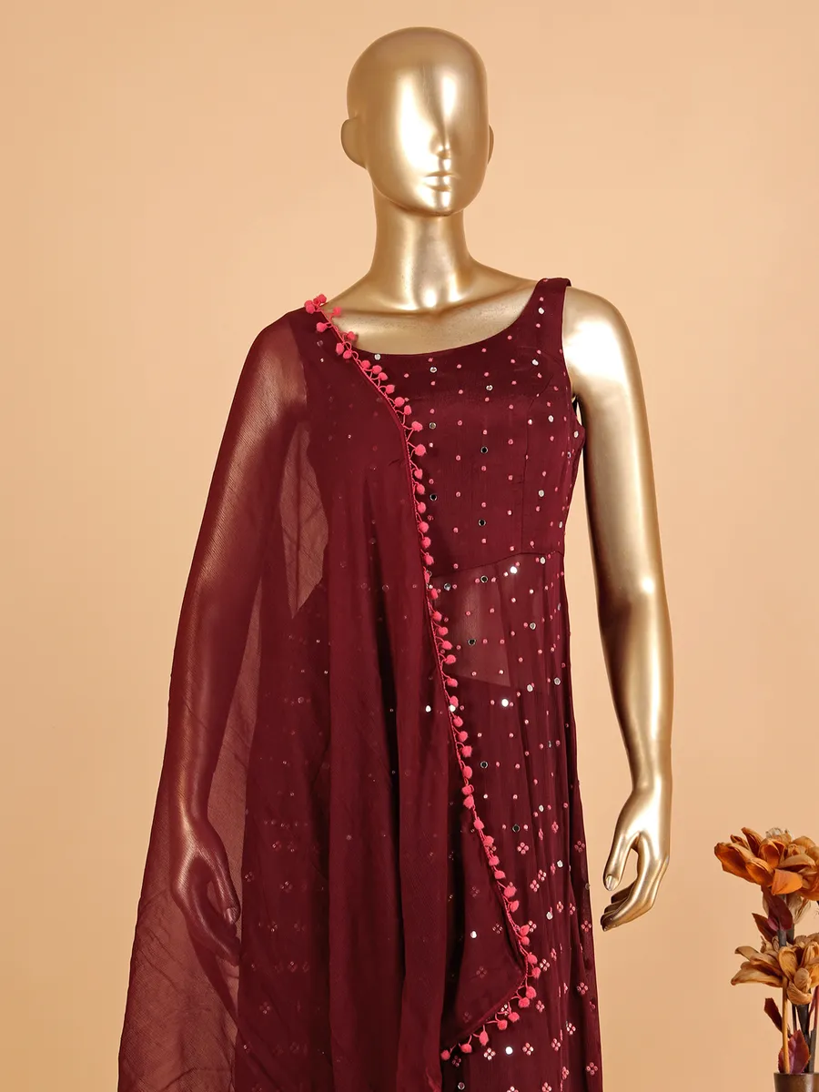 Stunning georgette maroon palazzo suit