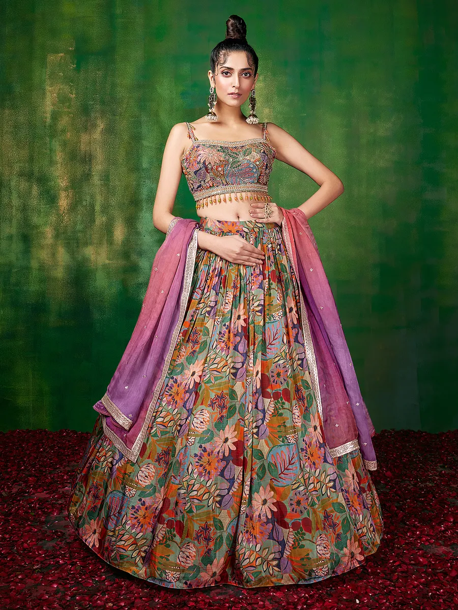 Stunning georgette multi color lehenga choli