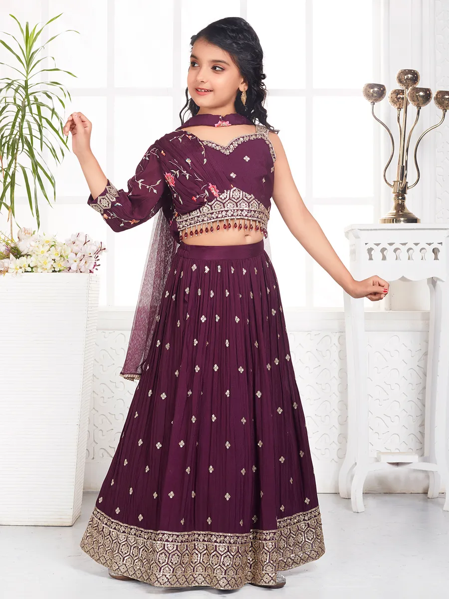 Stunning georgette wine lehenga choli