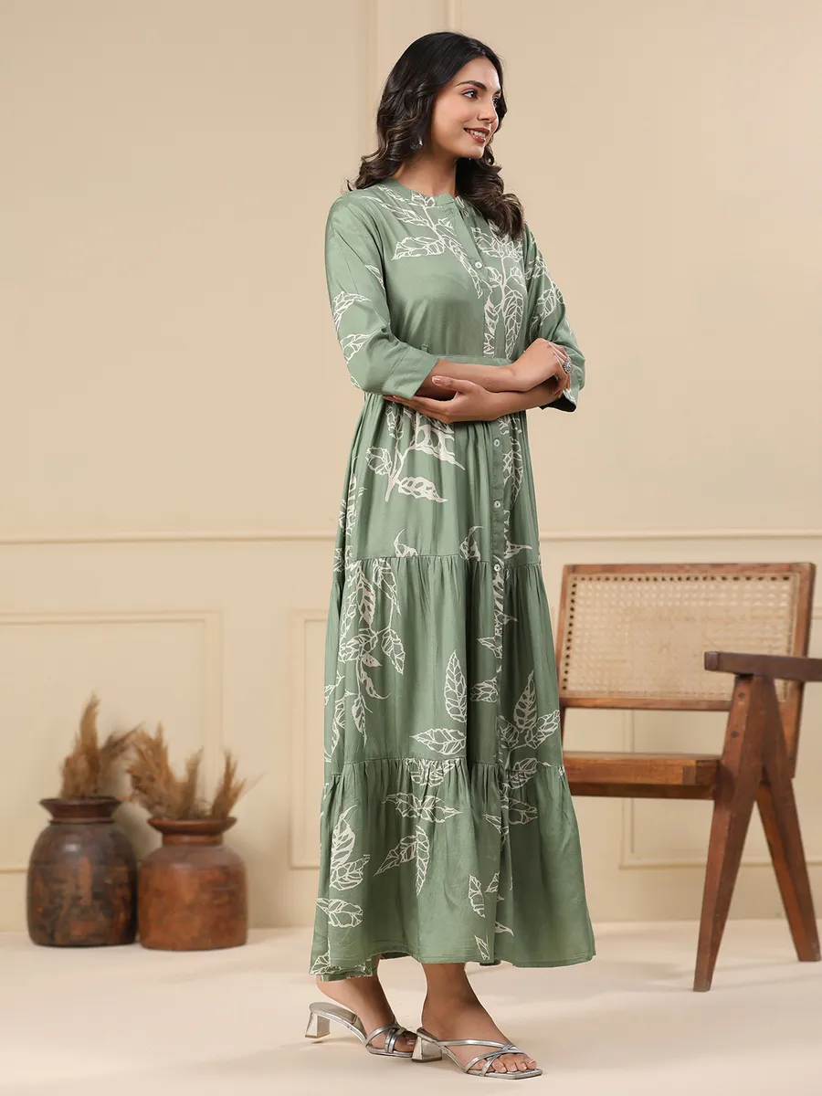 Stunning green cotton long kurti