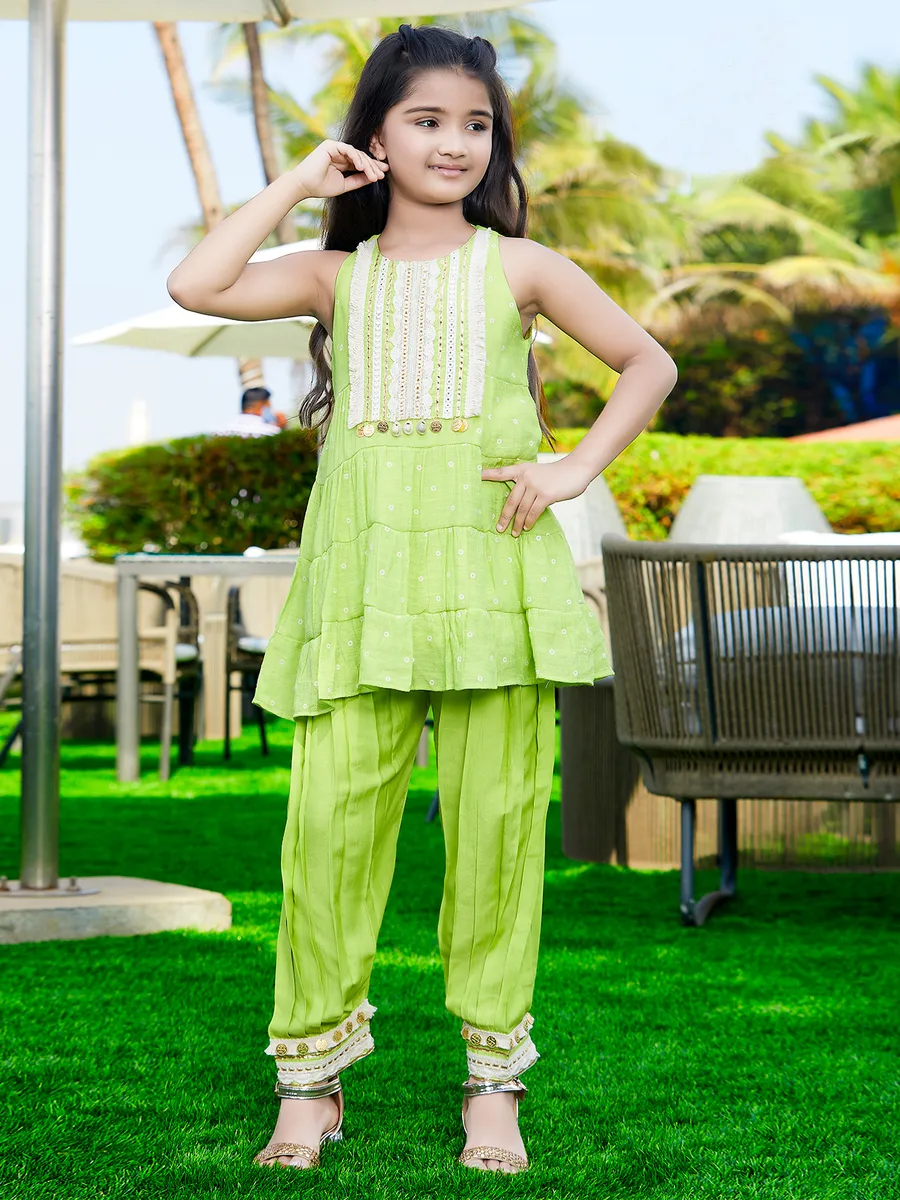 Stunning green printed cotton salwar suit