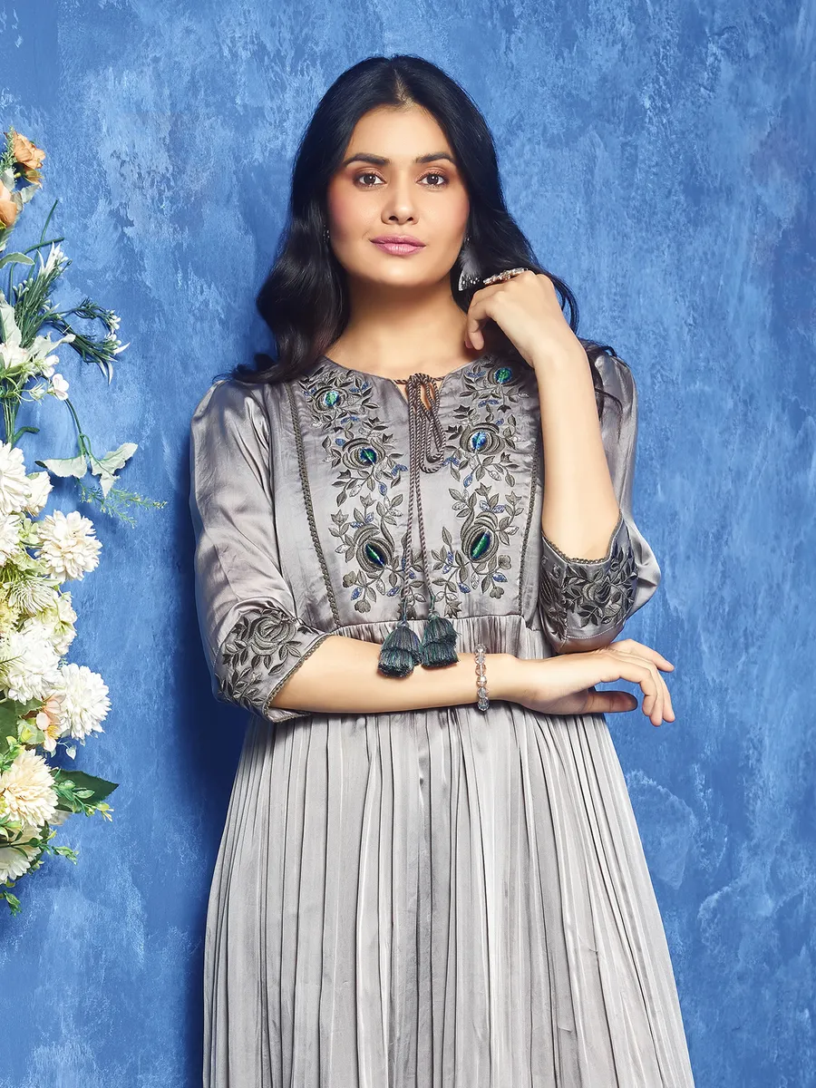 Stunning grey silk kurti