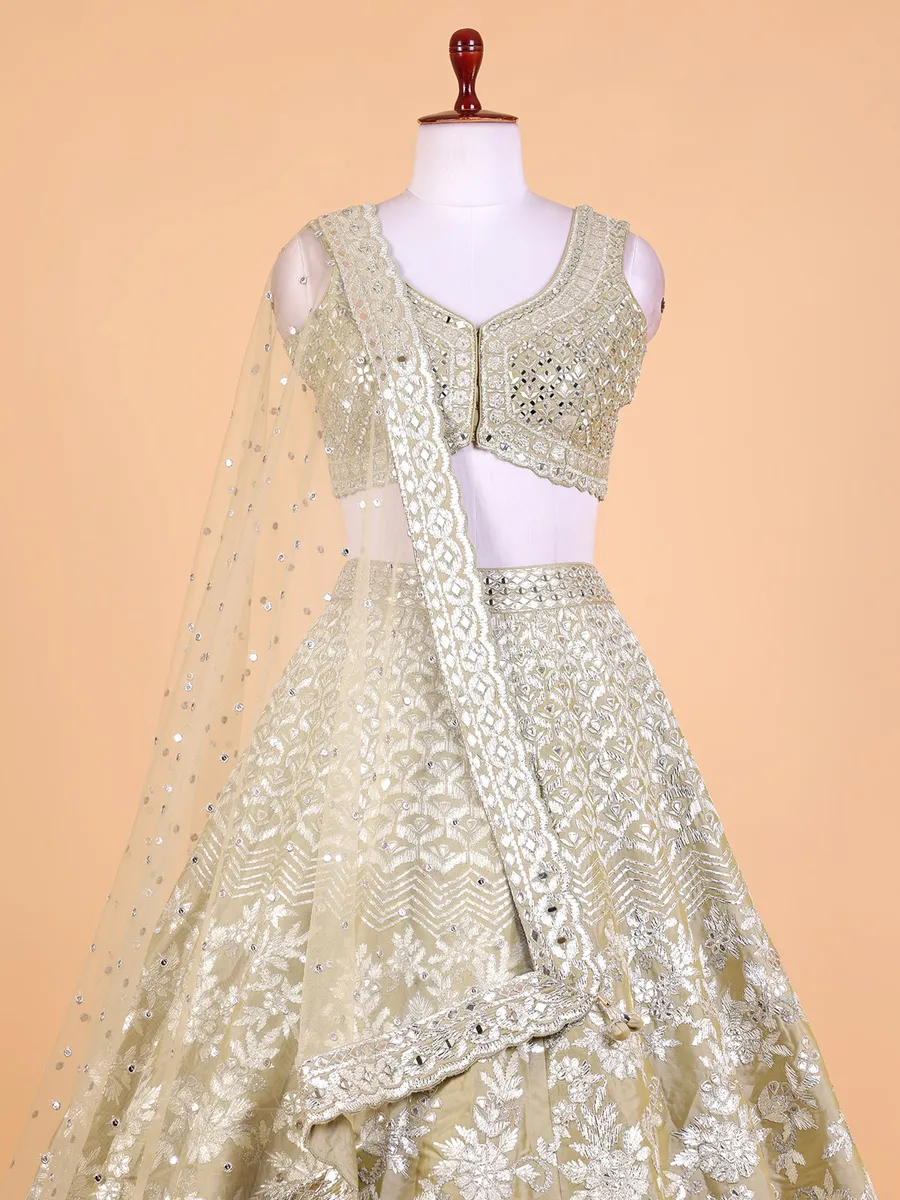 Stunning light green silk lehenga choli