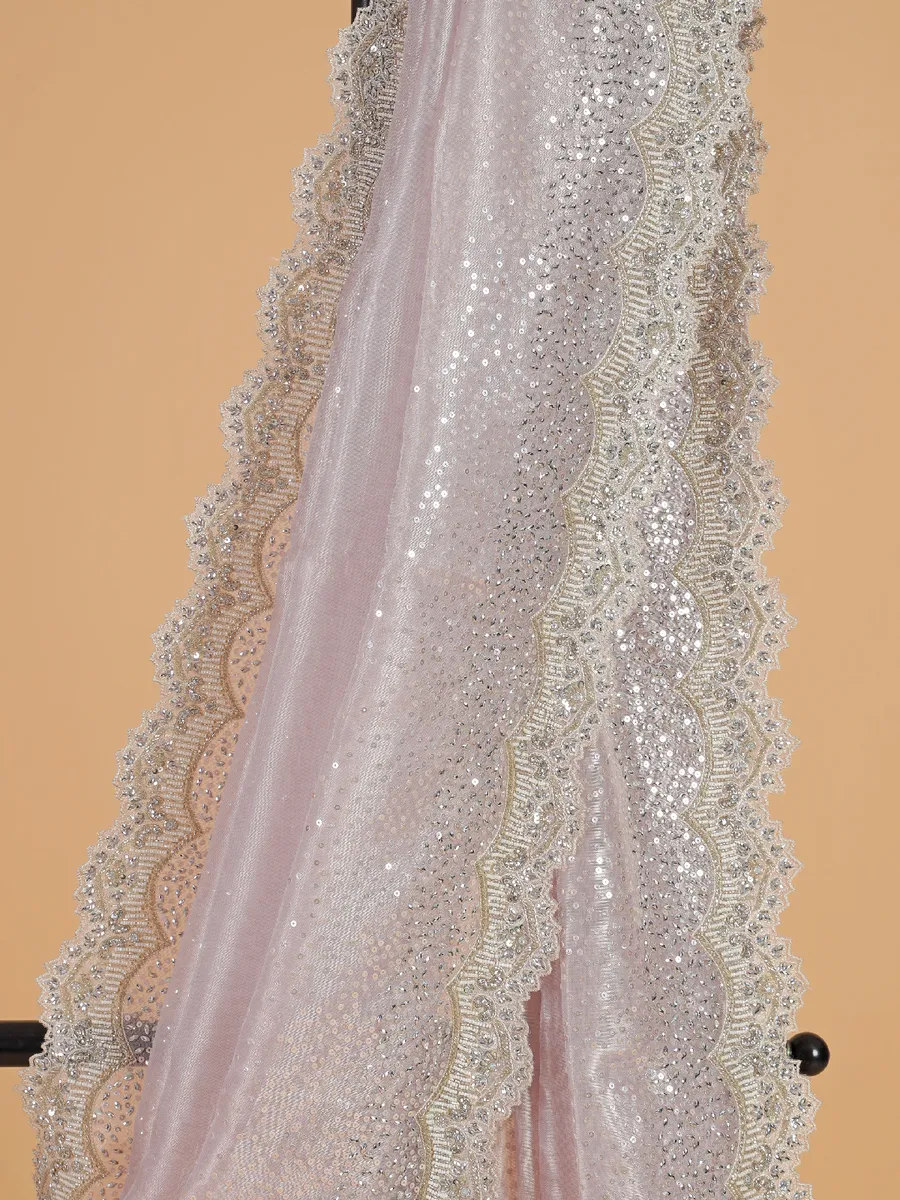 Stunning light pink organza saree