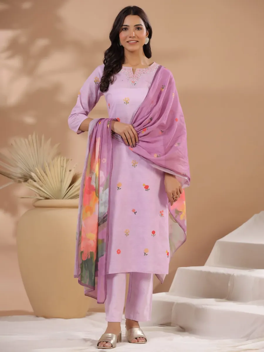 Stunning lilac purple cotton kurti set