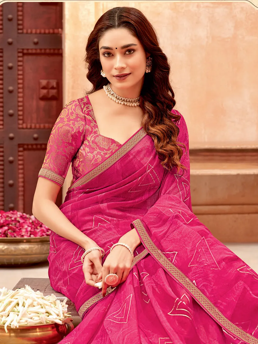 Stunning magenta georgette saree