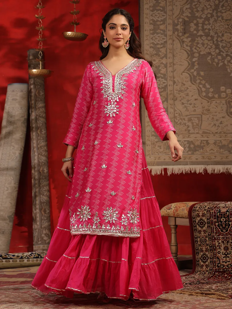 Stunning magenta printed kurti in silk