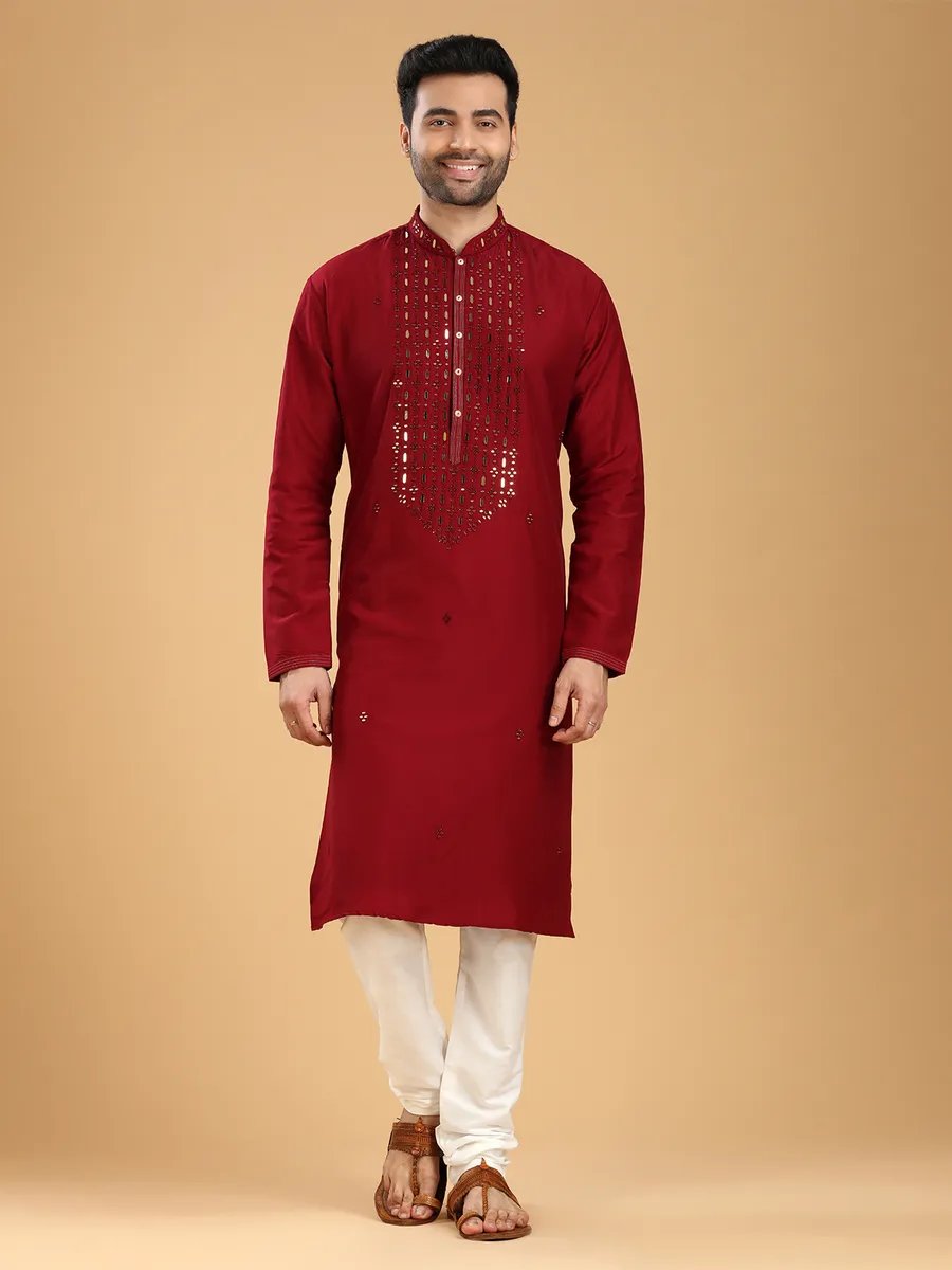 Stunning maroon cotton  Men Kurta pajama