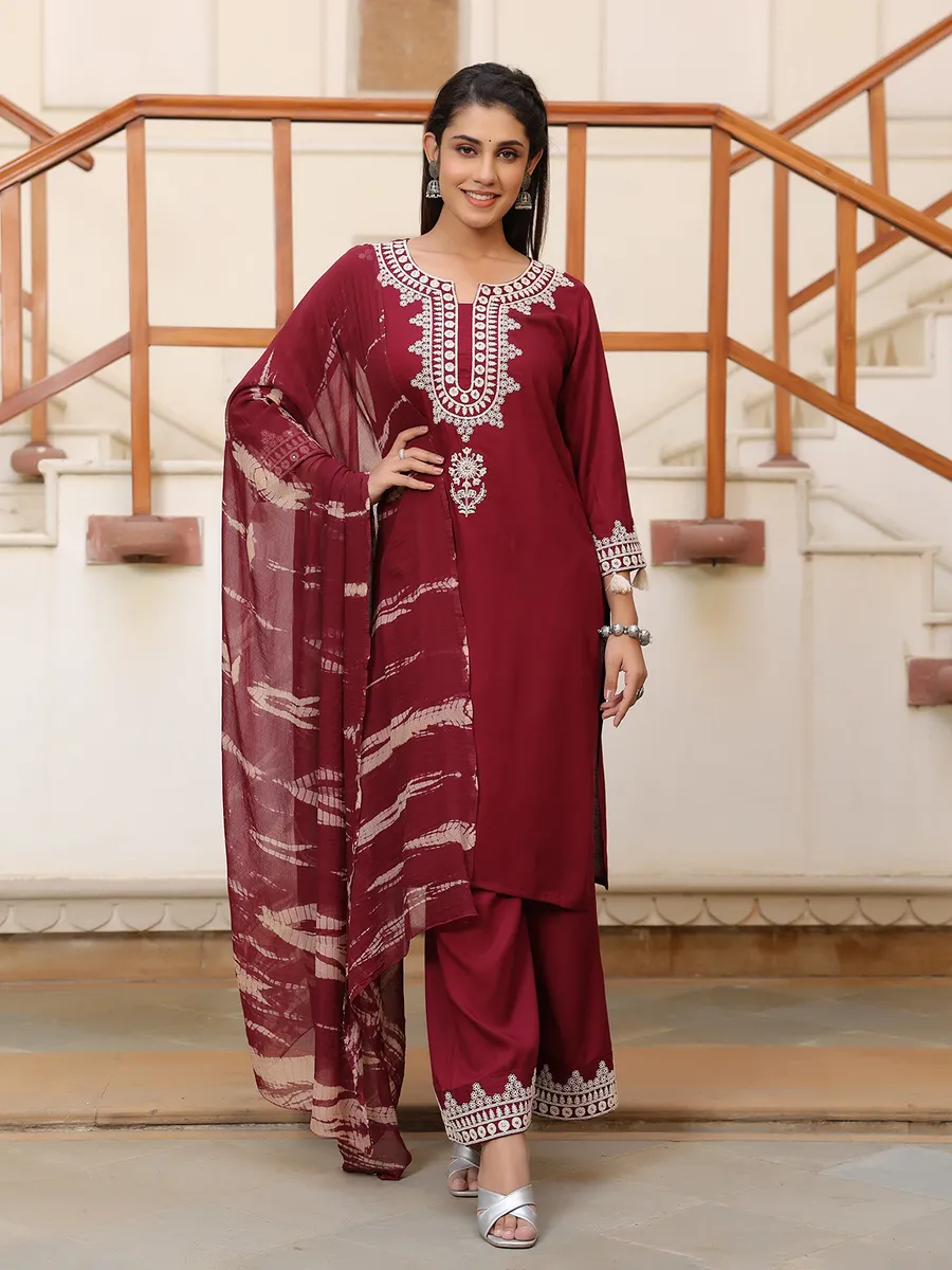 Stunning maroon cotton palazzo set