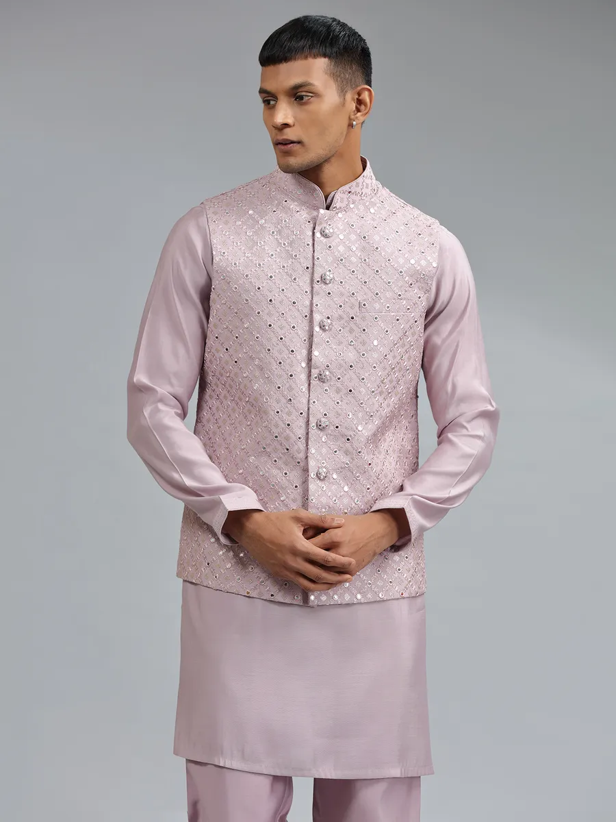 Stunning mauve pink silk waistcoat set