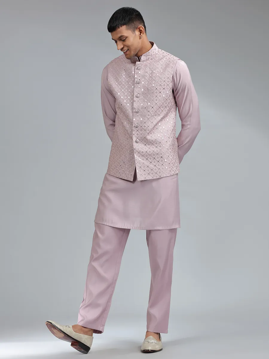 Stunning mauve pink silk waistcoat set