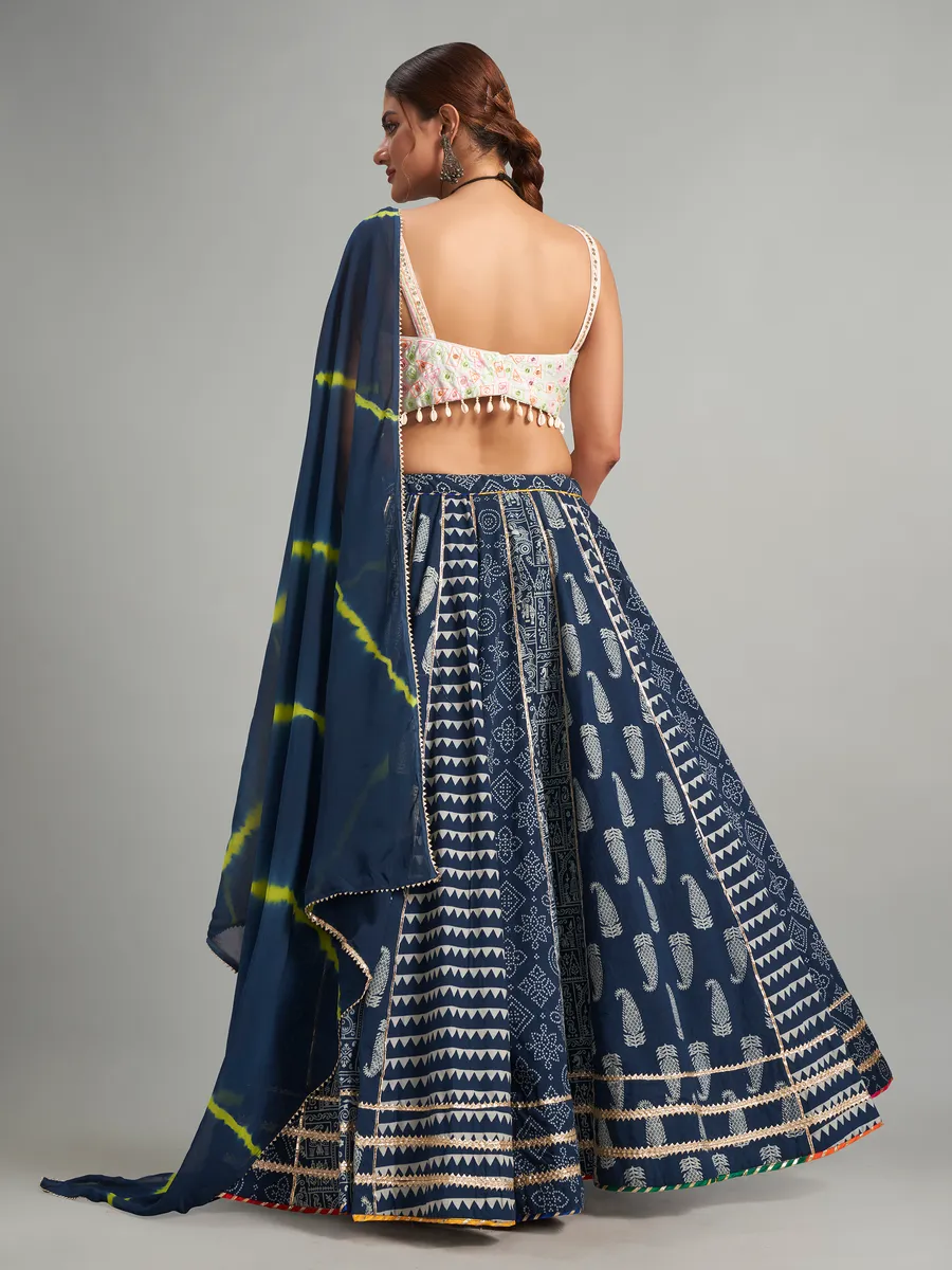 Stunning navy cotton silk chaniya choli