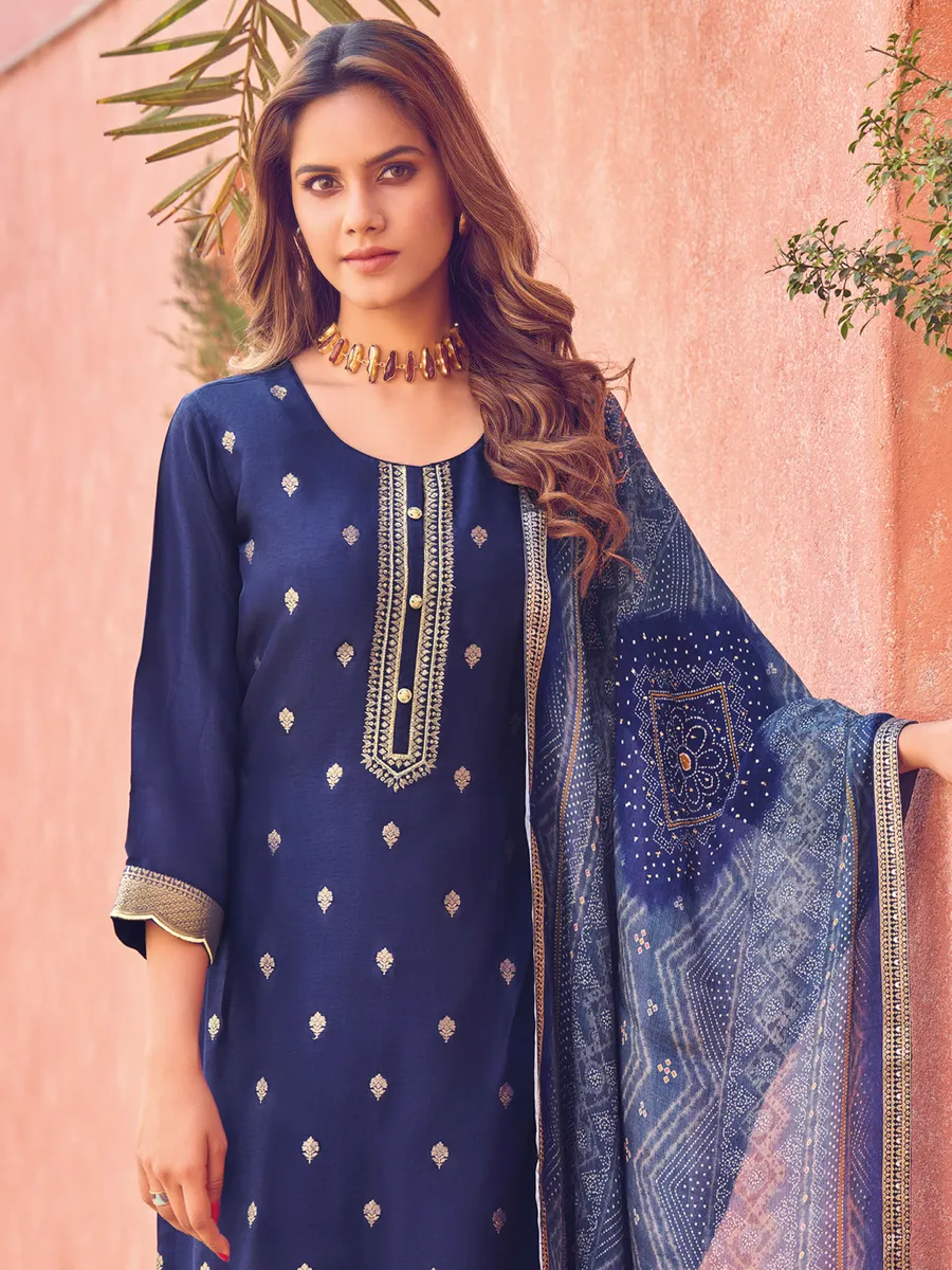 Stunning navy silk salwar suit