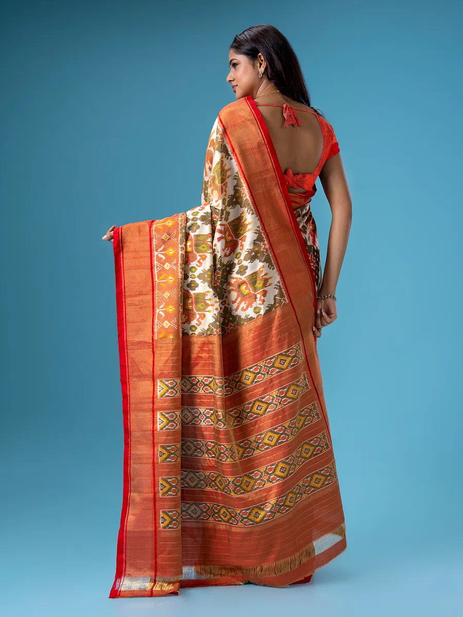 Stunning off white patola printed saree