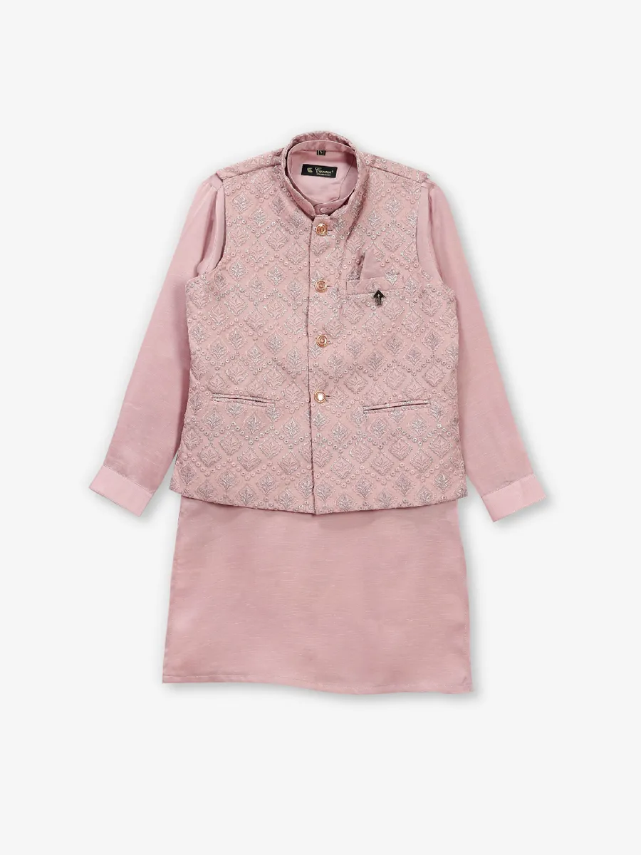 Stunning onion pink cotton silk waistcoat set
