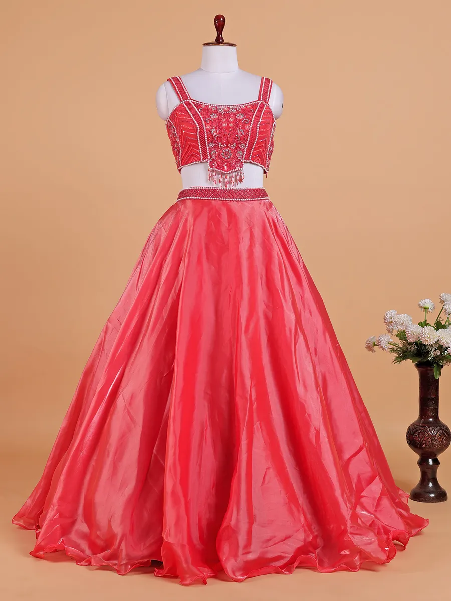 Stunning orange organza lehenga choli