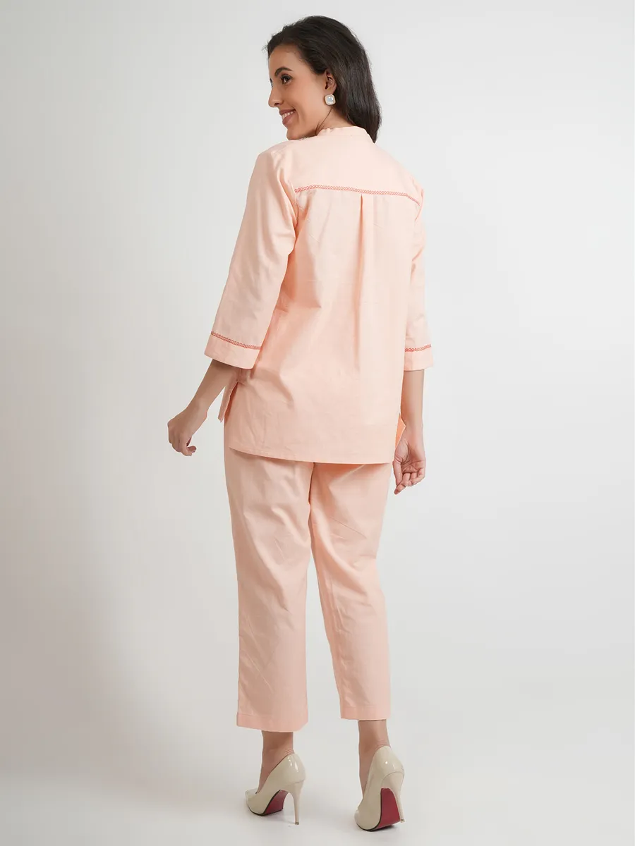 Stunning peach co-ord set in cotton silk