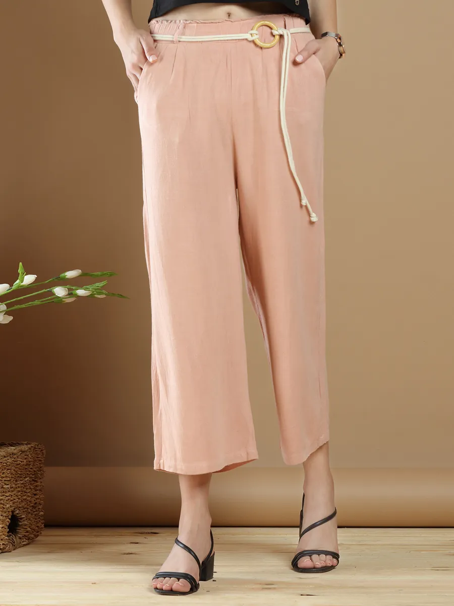 Stunning peach hued linen palazzo pant